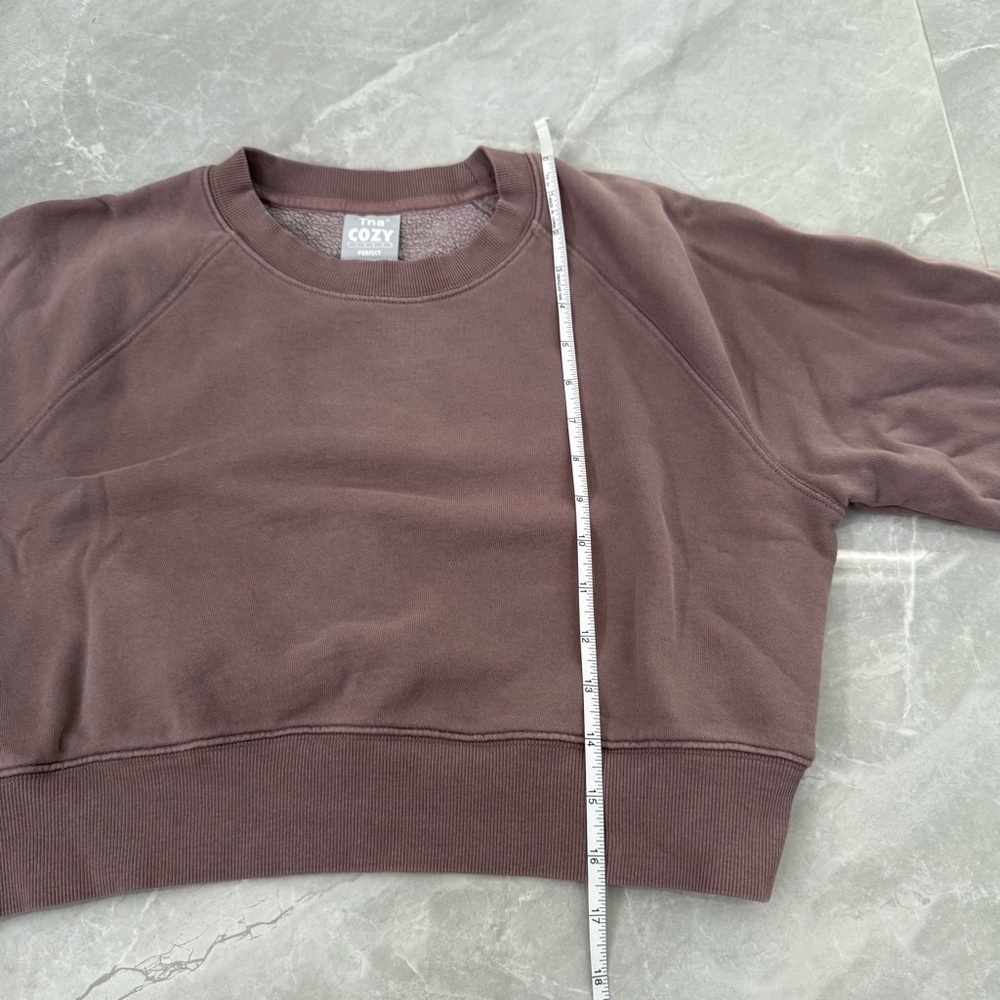 Women’s TNA Perfect Cozy Fleece Cropped Crew Neck Sweatshirt Size Medium - Picture 15 of 15